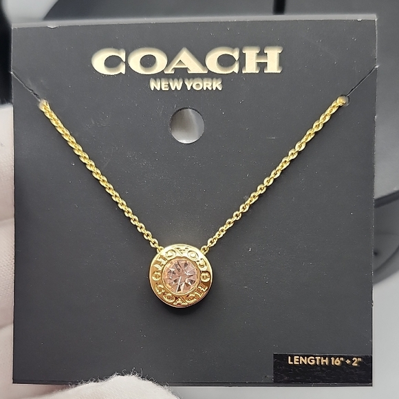Coach Gold and Pink Pendant Necklace - Picture 1 of 8